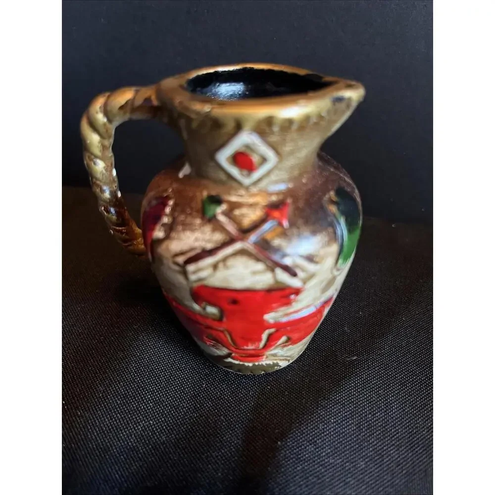 Vintage Little Thunderbird Native American pitcher jug small with Indian Symbols